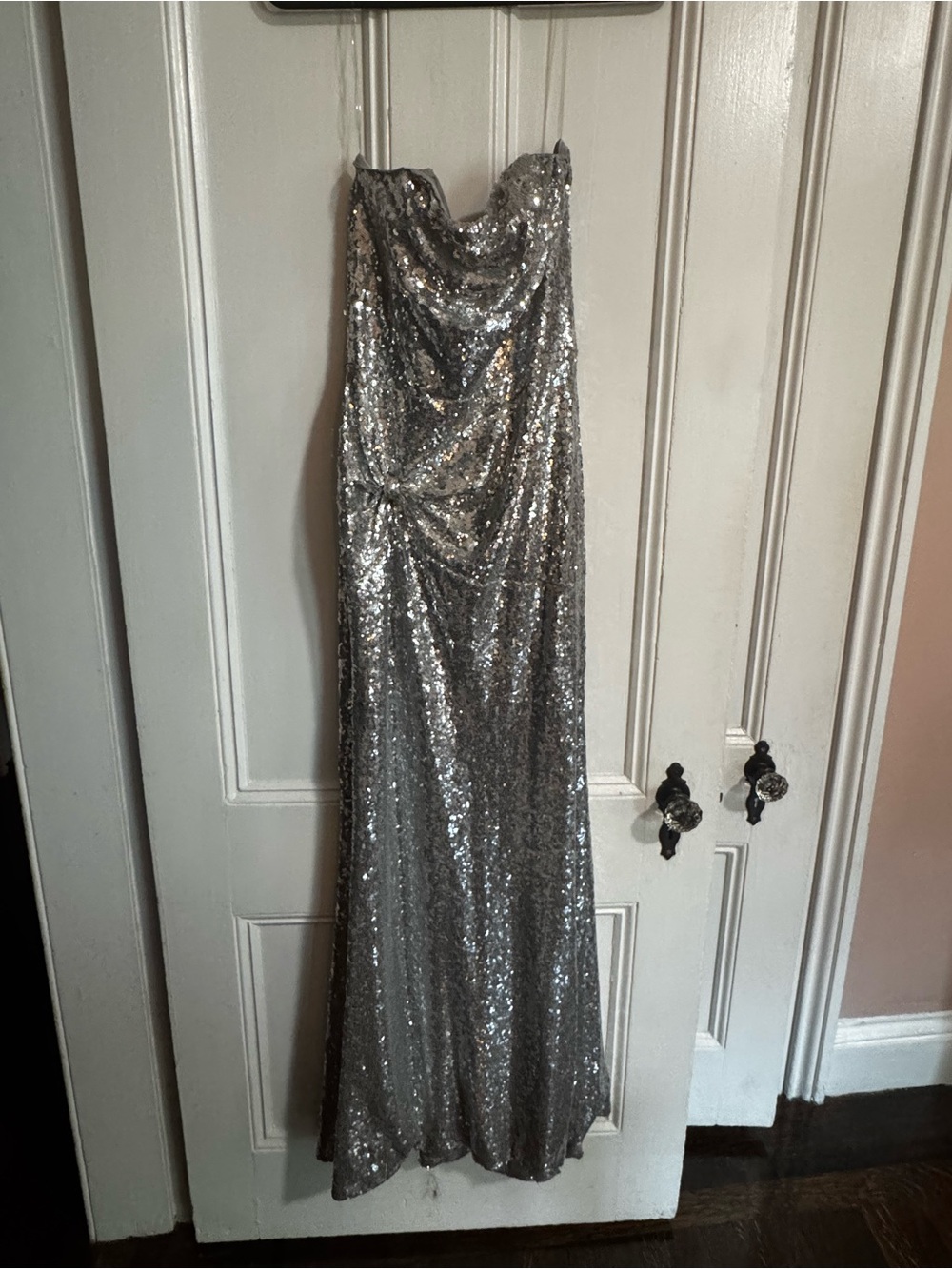 Glam Strapless Silver Sequin Gown - Picture 2 of 2